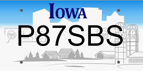 P87SBS Iowa License Plate