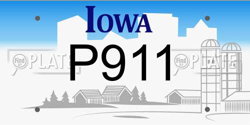 P911 Iowa License Plate