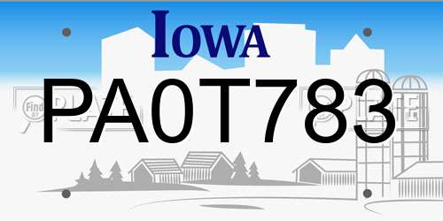 PA0T783 Iowa License Plate