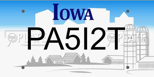 PA5I2T Iowa License Plate