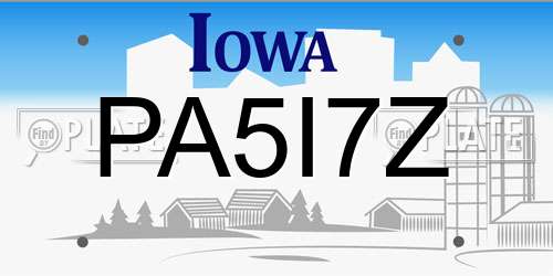 PA5I7Z Iowa License Plate