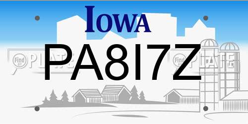 PA8I7Z Iowa License Plate