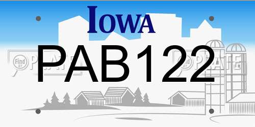 PAB122 Iowa License Plate