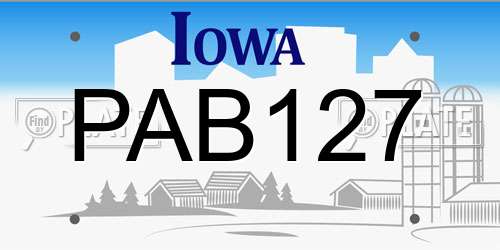 PAB127 Iowa License Plate