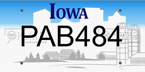 PAB484 Iowa License Plate