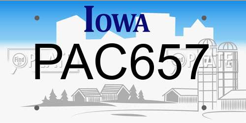 PAC657 Iowa License Plate