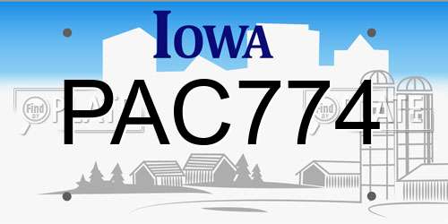 PAC774 Iowa License Plate