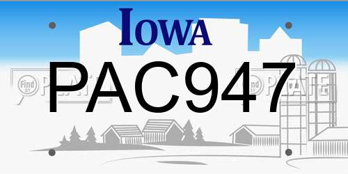 PAC947 Iowa License Plate