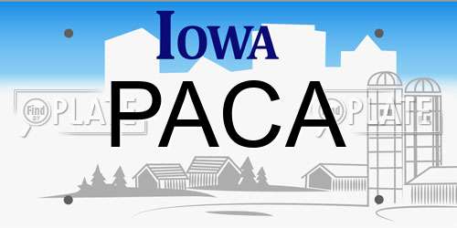 PACA Iowa License Plate