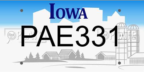 PAE331 Iowa License Plate