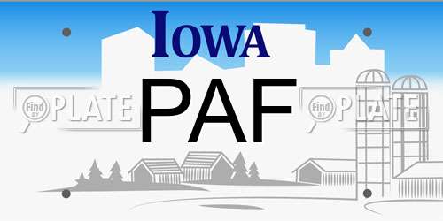 PAF Iowa License Plate