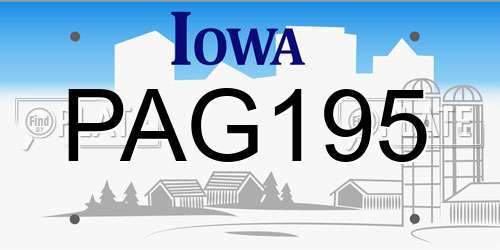 PAG195 Iowa License Plate