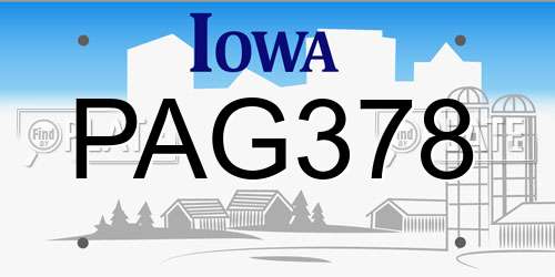 PAG378 Iowa License Plate