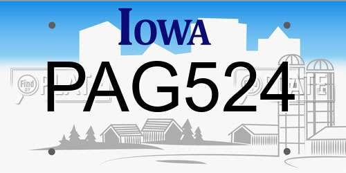 PAG524 Iowa License Plate