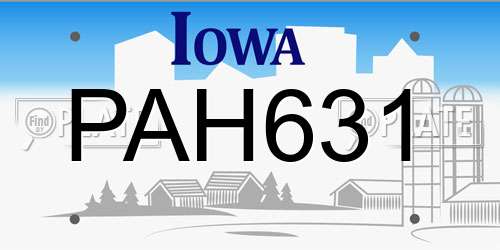 PAH631 Iowa License Plate