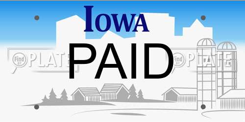 PAID Iowa License Plate