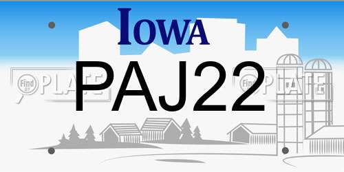 PAJ22 Iowa License Plate