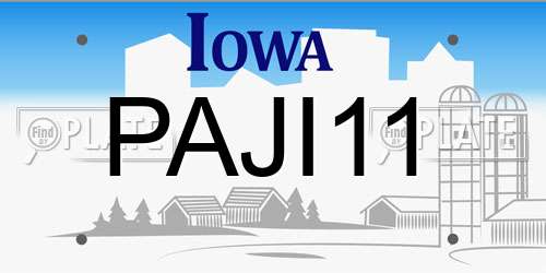 PAJI11 Iowa License Plate