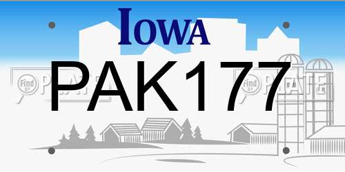 PAK177 Iowa License Plate