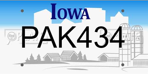 PAK434 Iowa License Plate