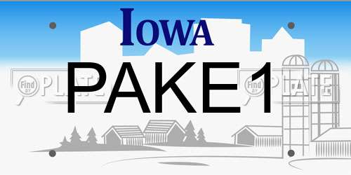 PAKE1 Iowa License Plate