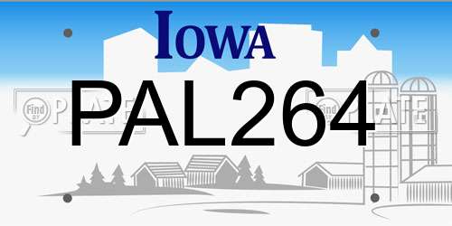 PAL264 Iowa License Plate