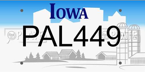 PAL449 Iowa License Plate