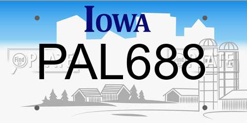 PAL688 Iowa License Plate