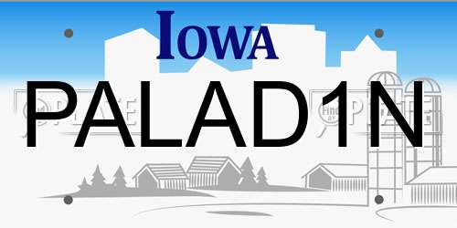 PALAD1N Iowa License Plate