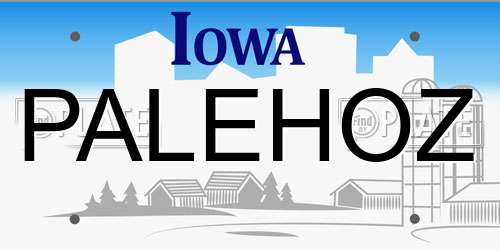 PALEHOZ Iowa License Plate