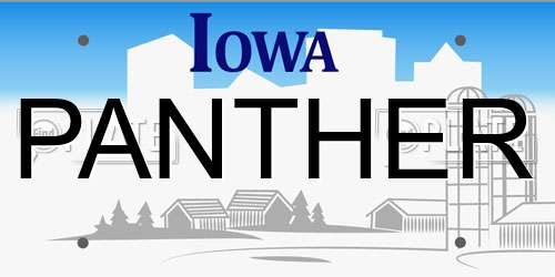 PANTHER Iowa License Plate