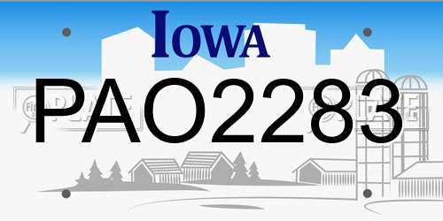 PAO2283 Iowa License Plate