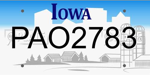 PAO2783 Iowa License Plate