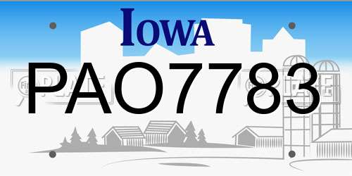 PAO7783 Iowa License Plate