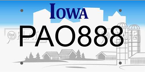 PAO888 Iowa License Plate