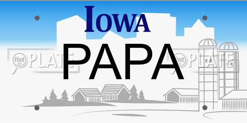 PAPA Iowa License Plate