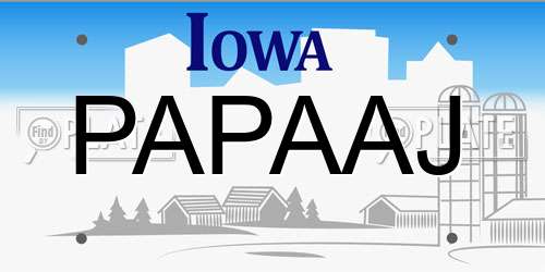 PAPAAJ Iowa License Plate