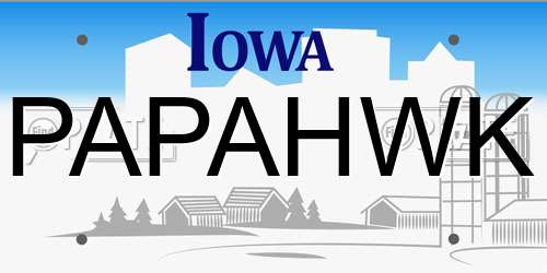 PAPAHWK Iowa License Plate