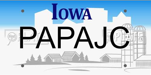 PAPAJC Iowa License Plate