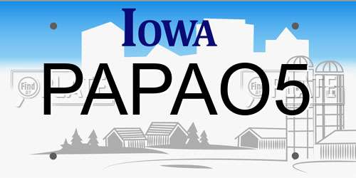 PAPAO5 Iowa License Plate