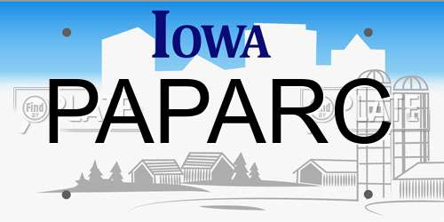 PAPARC Iowa License Plate