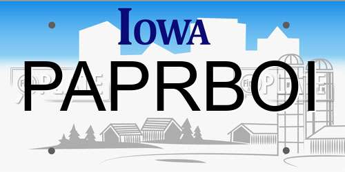 PAPRBOI Iowa License Plate