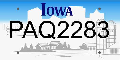 PAQ2283 Iowa License Plate