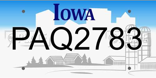 PAQ2783 Iowa License Plate