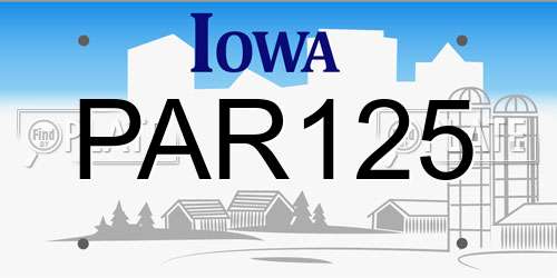 PAR125 Iowa License Plate