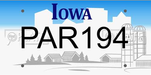 PAR194 Iowa License Plate