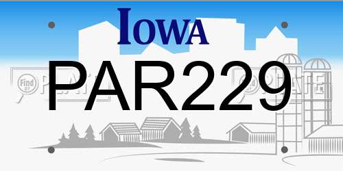 PAR229 Iowa License Plate
