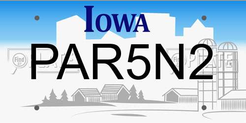 PAR5N2 Iowa License Plate