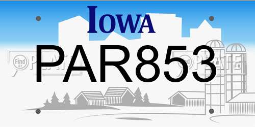 PAR853 Iowa License Plate