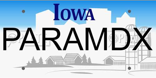 PARAMDX Iowa License Plate